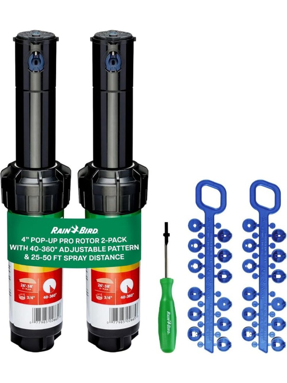 2 Pack Adjustable Rotor Sprinklers with Nozzle Tree & Screwdriver Tool - Garden